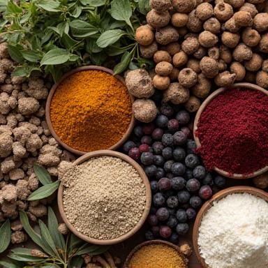 天然染料の原料となる植物や鉱物